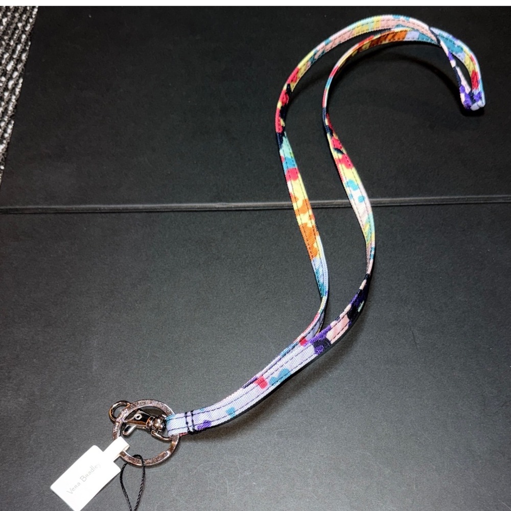 Vera Bradley ReActive Lanyard Women OS NEW Happy Blooms Cross-Stitch Floral